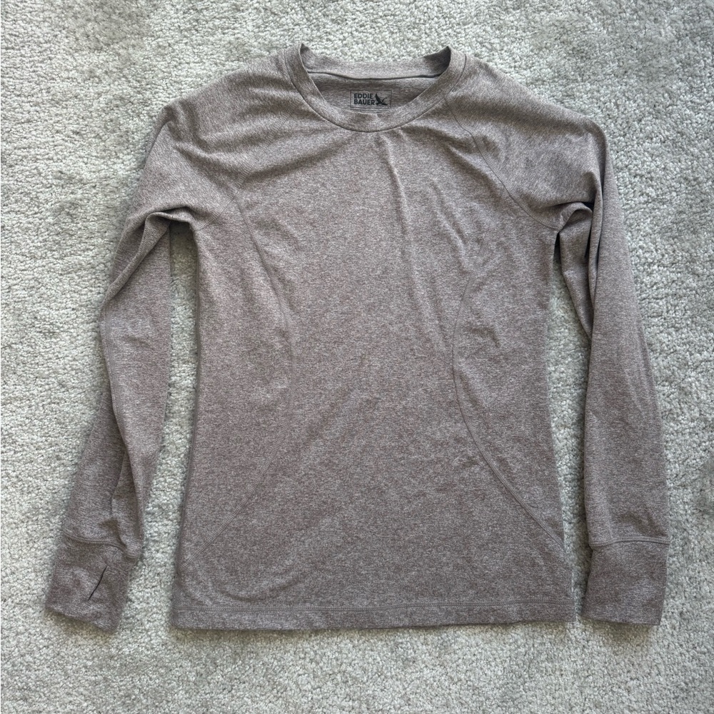 Light brown Eddie Bauer women’s long sleeve shirt (size small)